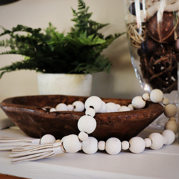 White Wood Bead Garland – The Blessed Barn Co.