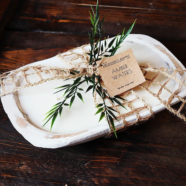 Weathered White Dough Bowl-3 Wick