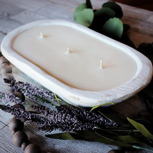 Weathered White Dough Bowl-3 Wick