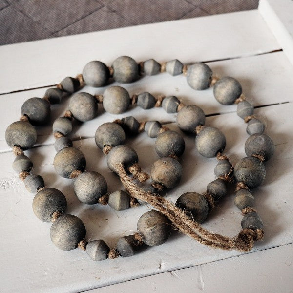 Grey Round Wood Bead Garland